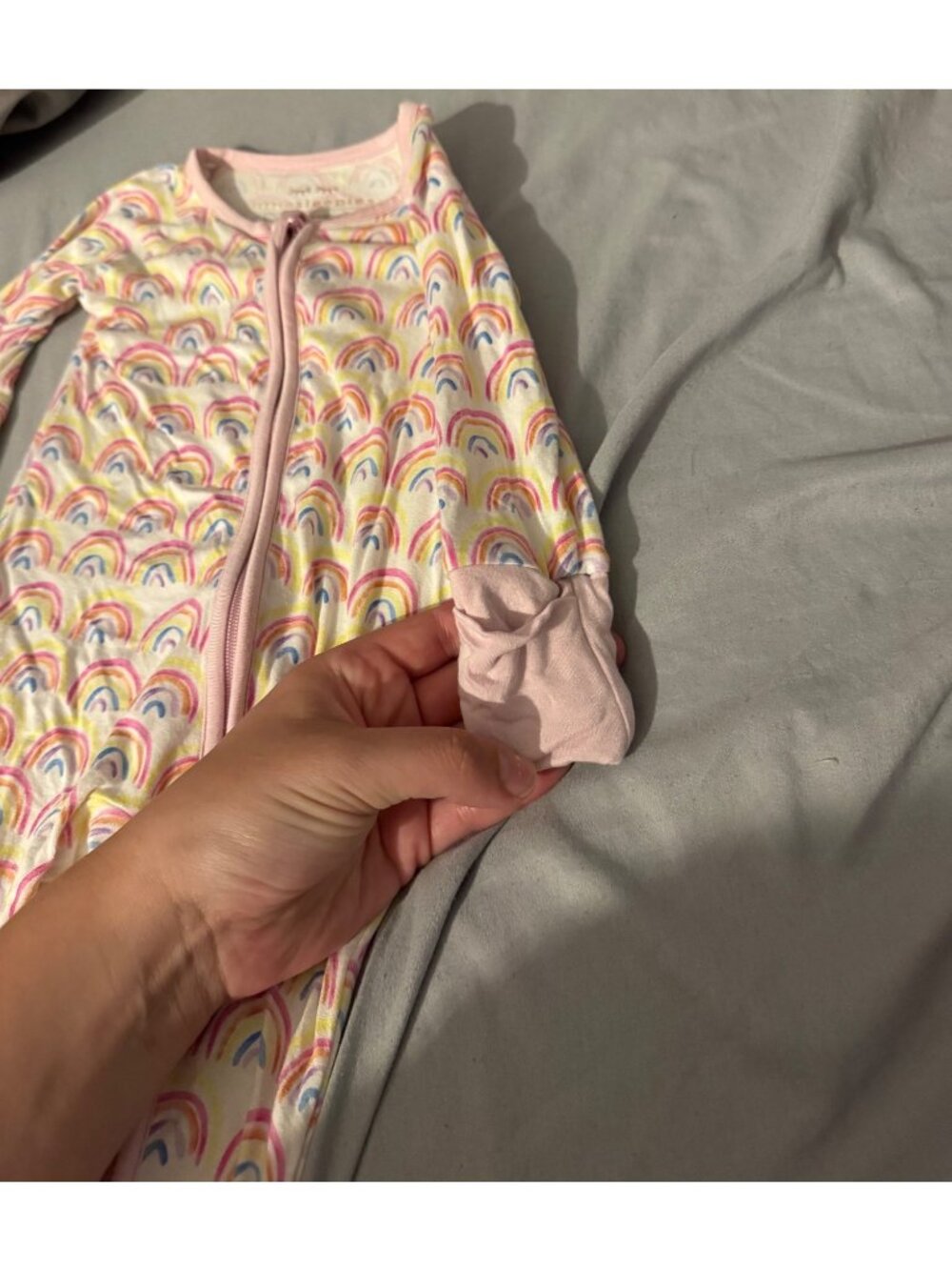 Little Sleepies Rainbow Zippy Sleeper 0-3 Months Baby Girl Bamboo Pajamas - Picture 3 of 4